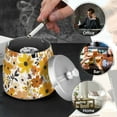 thumbnail image 4 of Yayeee Ashtray with Lid for Cigarette Smokeless Stainless Steel Home Ash Holder, Yellow Flowers, 4 of 7