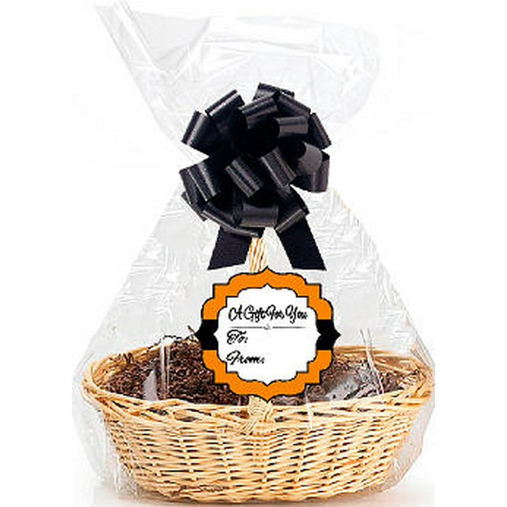 Orange 2Pack Designer Cello Bags / Tags / Bows Cellophane Extra Large