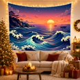 thumbnail image 3 of Transportation Vehicles Seascape with Sunset Main Dynamic, Playful Watercolor for Transportation Fans, Wall Decor, Graduation Gift, Tapestry Wall Hanging for Dorm and Living Room, 3 of 7