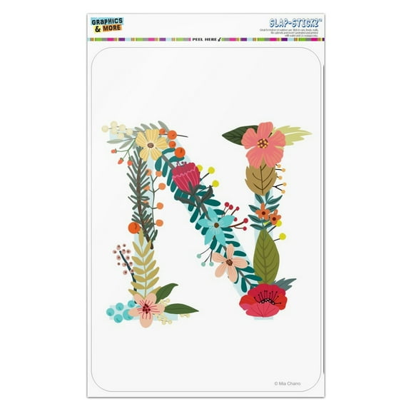 Letter N Floral Monogram Initial Home Business Office Sign