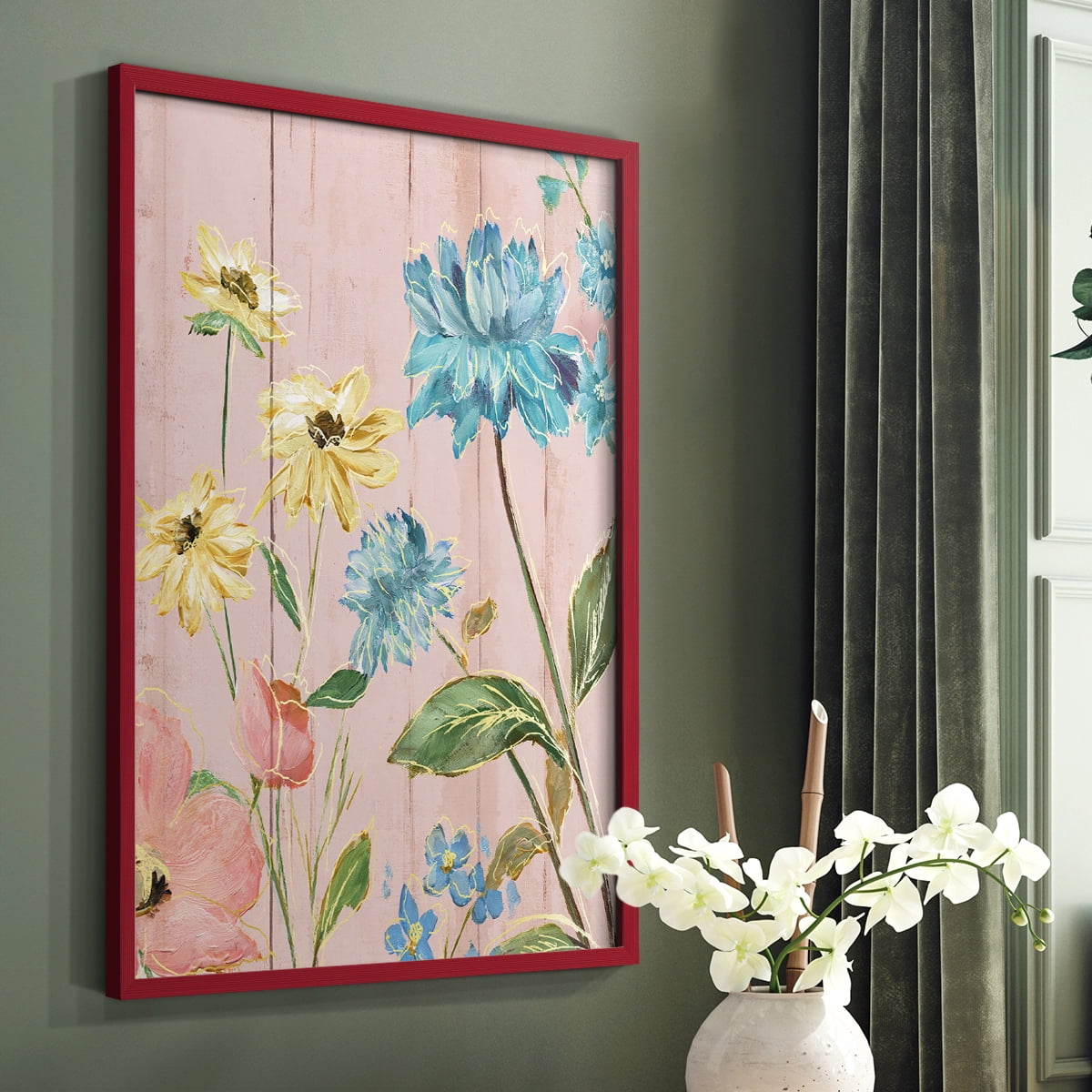 Wildflower Flutter IV Framed Print - Solid Wood in Single Picture Frame Solid Wood 2 Framed Print