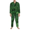 thumbnail image 3 of Fotbe Natural Green Leaves Pattern Long Sleeve Pajama Set for Men,Sleepwear Set,2-piece Loungewear Set,Soft PJs Comfy Nightwear with Pockets-X-Large, 3 of 7