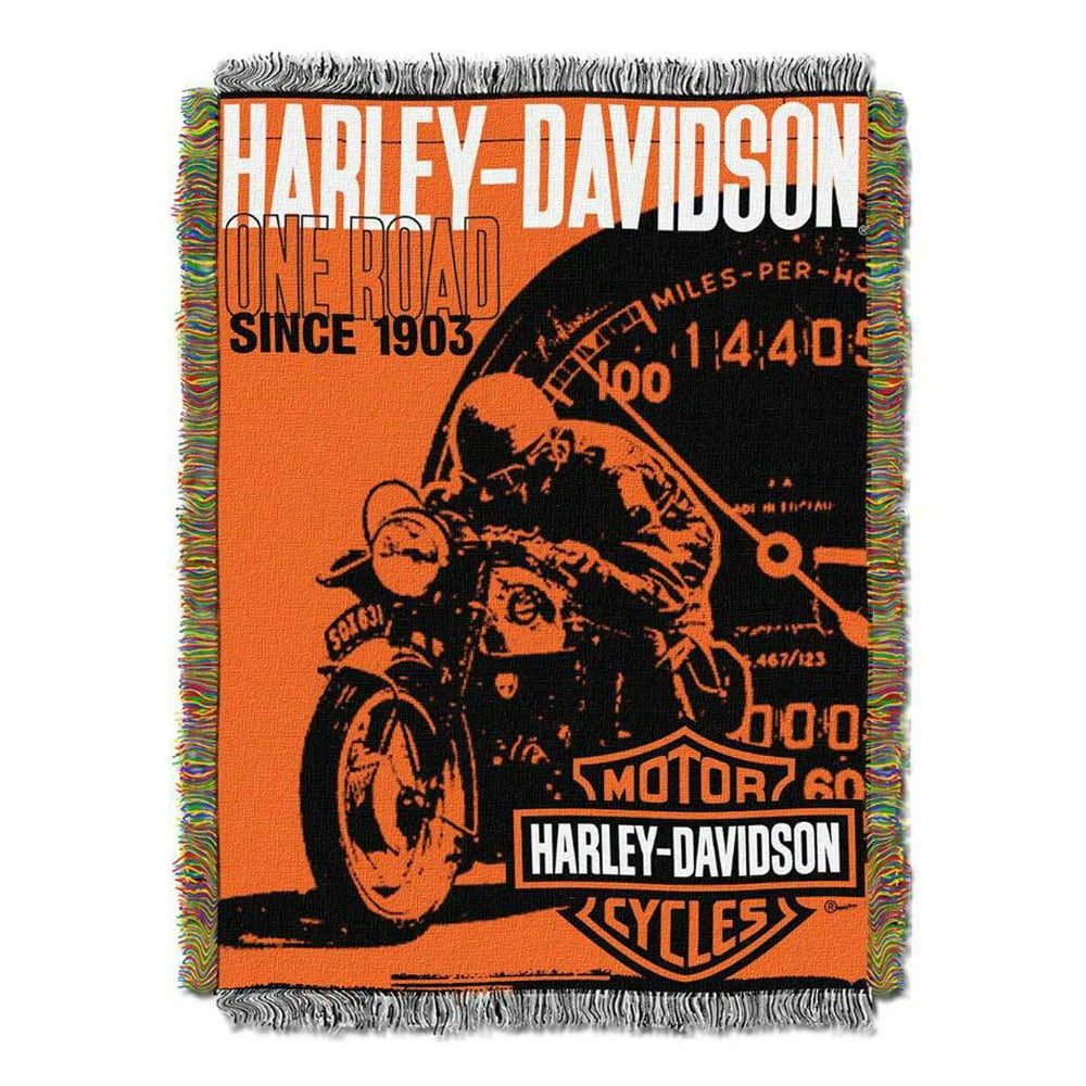 HarleyDavidson Old Times Woven Tapestry Throw Blanket, 48 x 60 Inches