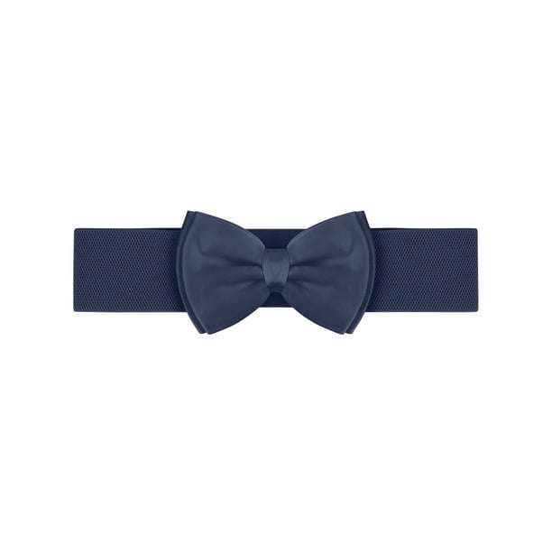 Cinturones elásticos con lazo INSPIRE CHIC para mujer, ancho de 2.4" elegante y lindo, banda de cintura elástica para vestido de boda de 24 a 32" en azul marino