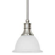 Kira Home Ellie 8" Modern Mini Pendant Light with Frosted Glass Shade, Frosted Dome Shade Hanging Light, Brushed Nickel