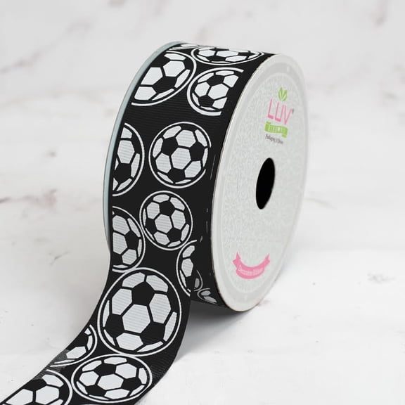 LUV Ribbon Premium Soccer Print Grosgrain Ribbon – 1.5" x 10 Yards