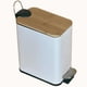 thumbnail image 1 of Bote de basura baño Cesto chico Botes de acero inoxidable 5L con cerrado suave para bano con contenedor interior Basurero papelera baño Cubo tapa de bambu y pedal Blanco 5 litros, 1 of 8