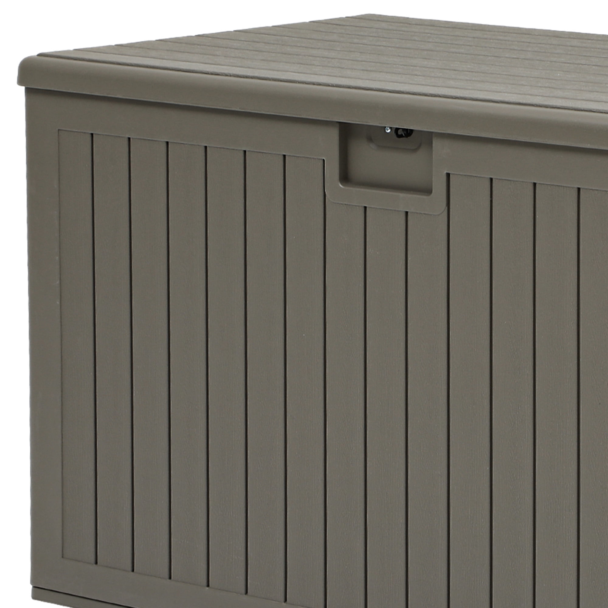 Uforic 180 Gallon Extra Large Outdoor Deck Box, Double-Wall Resin Storage Box with Flexible Divider, Lockable,‎Weatherproof,Light Brown