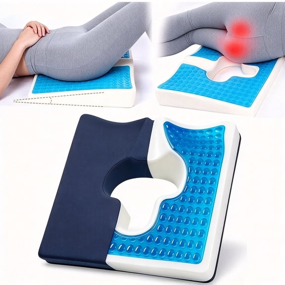 Hskeji Gel Wheelchair Seat Cushion for Pressure Relief, Ergonomic Memory Foam Butt Cushion for Sciatica Coccyx Pain, Long Sitting Office Chair Pad for Elderly Seniors