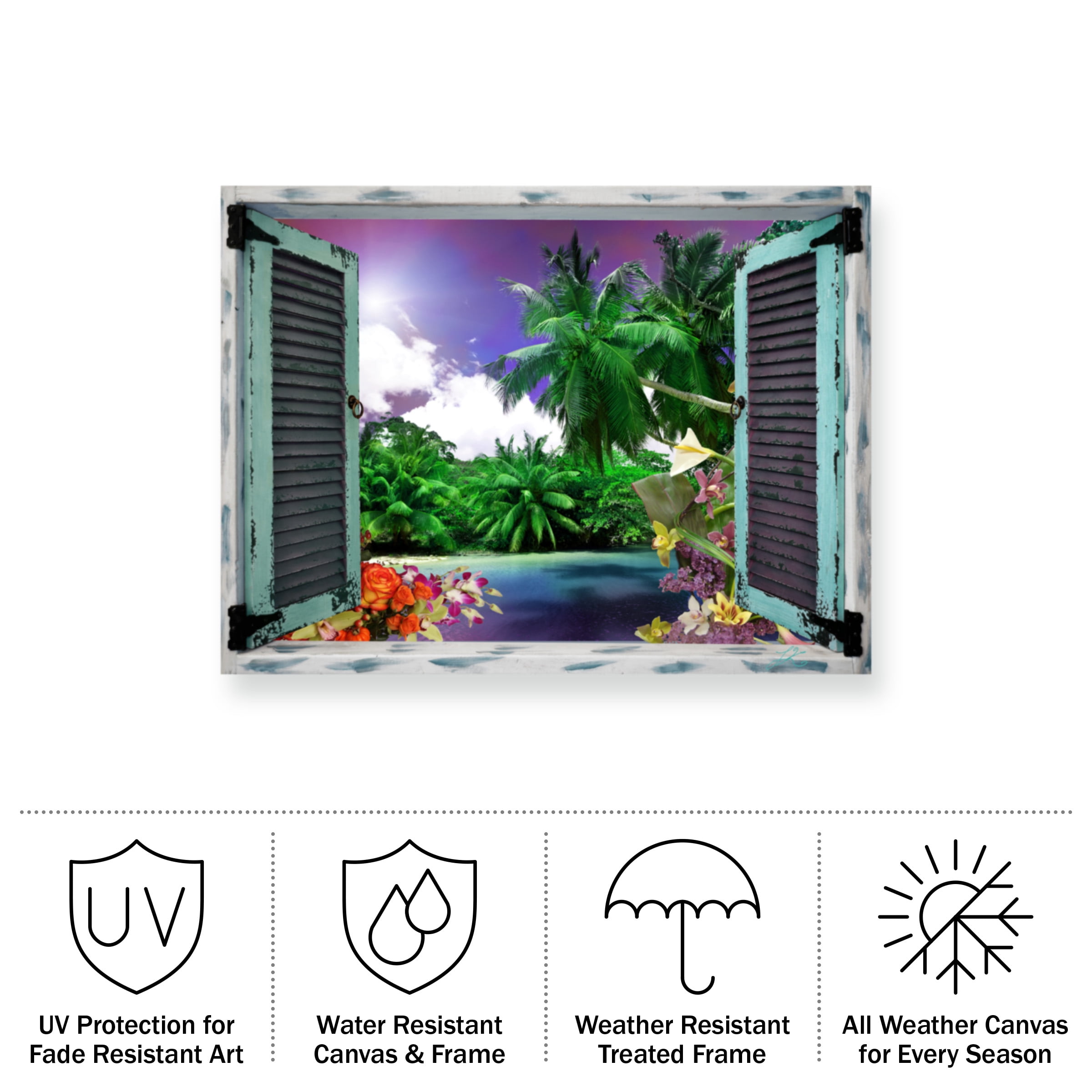 Leo Kelly 'Tropical Window to Paradise I' Outdoor All-Weather Wall Decor