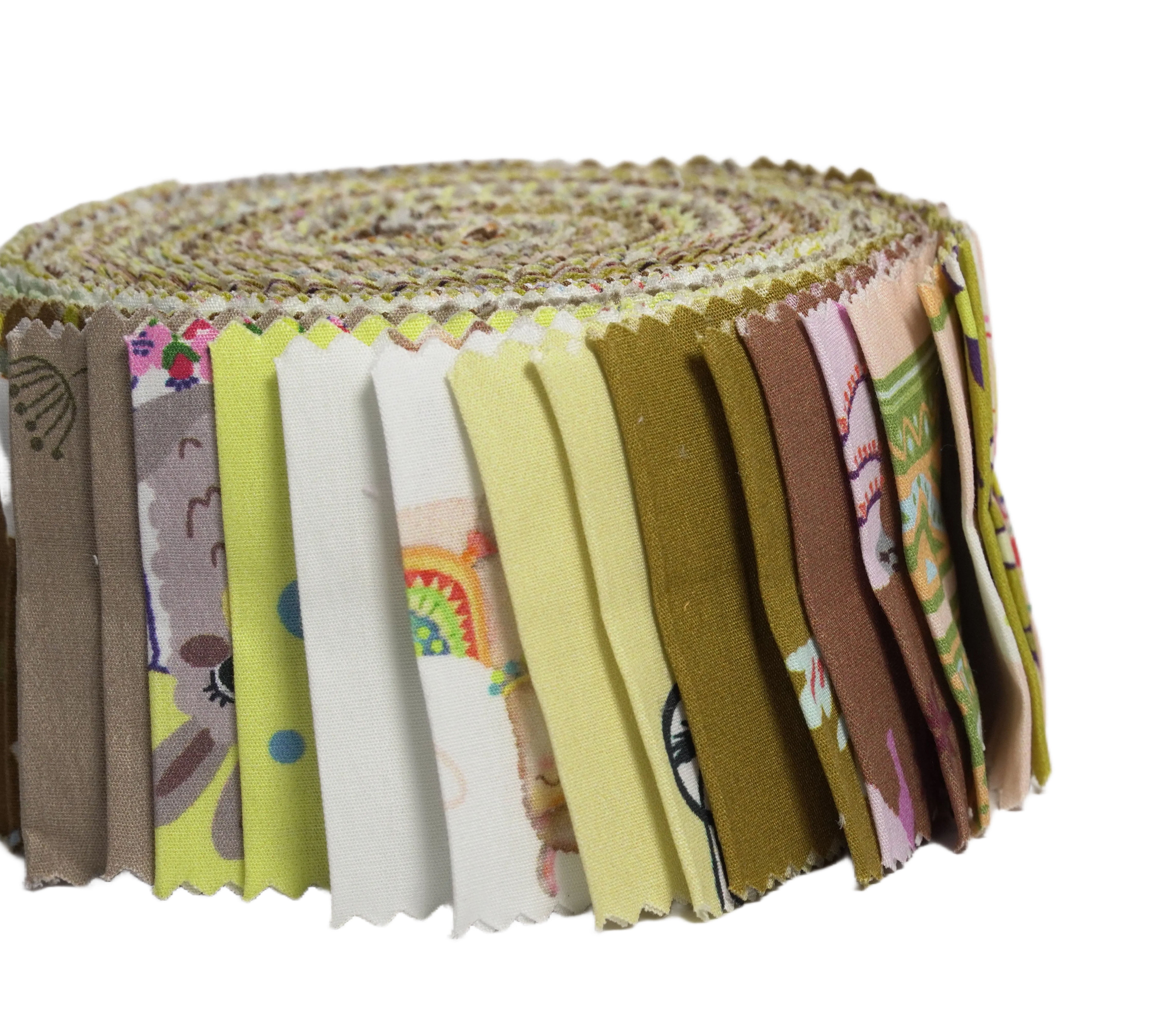 Soimoi 40Pcs African Animals Cartoons Print Cotton Precut Fabrics for Quilting Craft Strips 2.5 x 42 inches Jelly Roll
