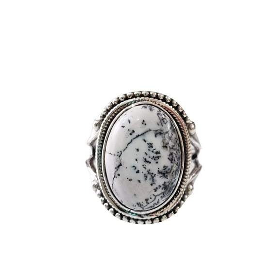 Natural Dendritic Opal Ring, Dendrite Opal Ring, October Birthstone, Bohemian Band, 925 Sterling Silver, Womens Ring, Christmas, Thanksgiving, Handmade, Statement Jewelry, Natural Gemstone Ring