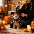 thumbnail image 5 of YYDENG Adjustable Pet Halloween Wizard , Star Printed Cloak + Witch Hat, Comfortable Festive Outfit for Small Medium Cats Dogs Holiday Decoration, 5 of 6