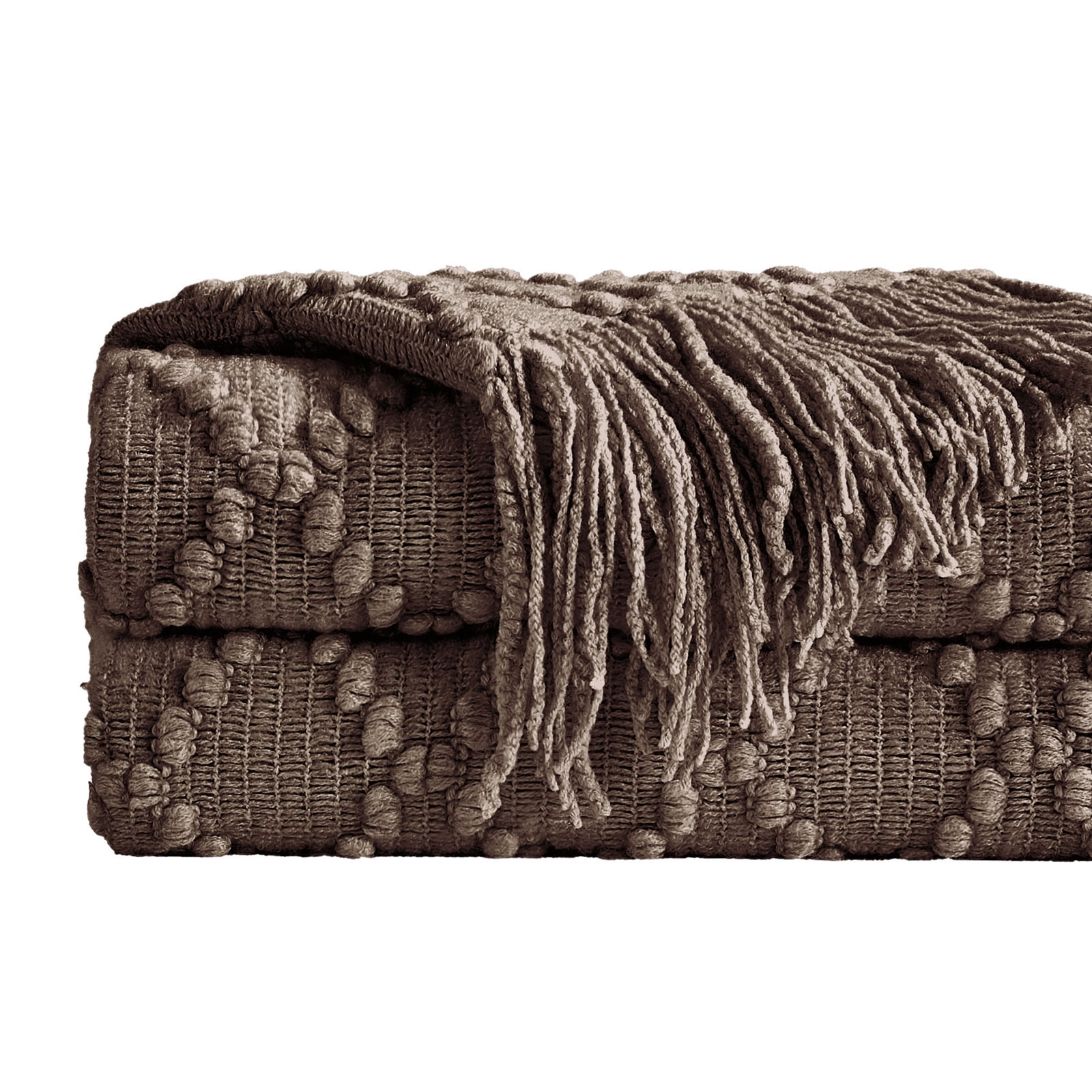 Bourina Throw Blanket Textured Solid Soft Throws and Blankets for Sofa or Bed Knitted Decorative Blanket 50 x70 Inches Jacquard Rhombu Brown for Adults