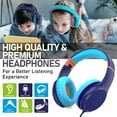 thumbnail image 3 of FosPower Kids Headphones with 3.5mm Laced Cables, Children & Teens Over The Ear Foldable Adjustable Headset w/ Built-in Mic for Smartphones/PC/Tablet/Laptop/School (Max Volume 85dB) - Blue / Orange, 3 of 8