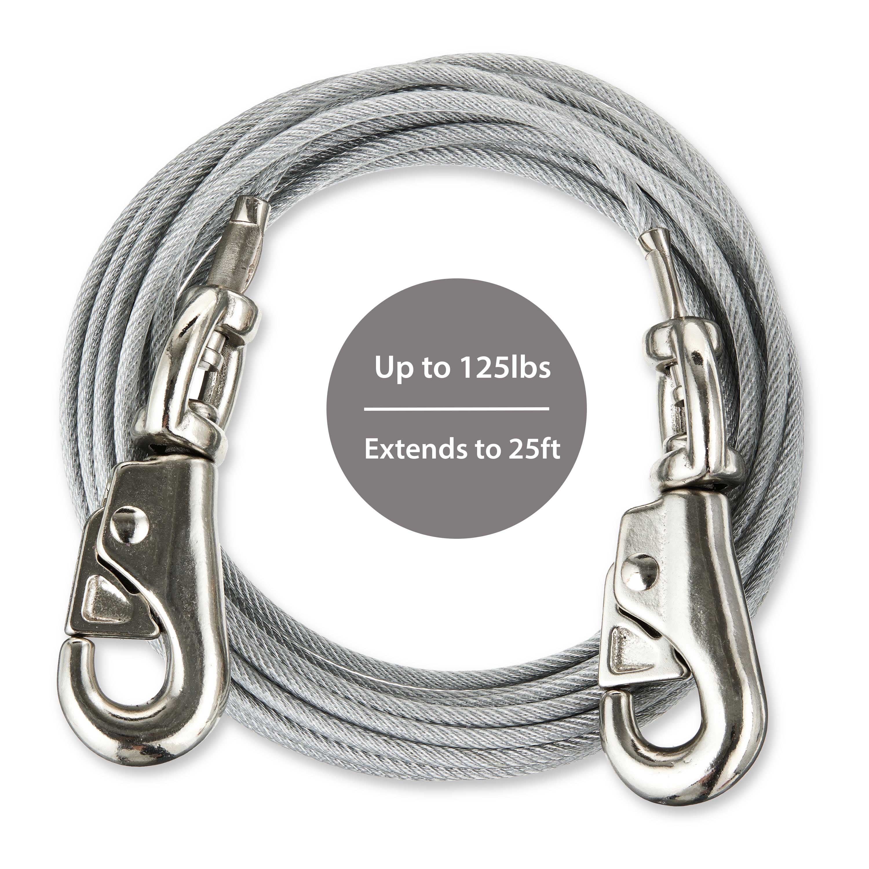 (2 pack) Vibrant Life Ultra Durable Reflective Vinyl-Covered Tie-Out Cable for Dogs, L, 25'