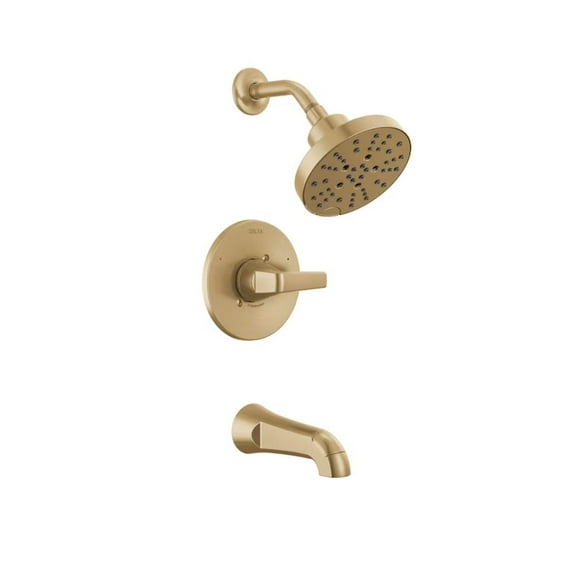 Delta Sparrow Champagne Bronze 1-handle Multi-function 6-in Round Bathtub and shower Faucet