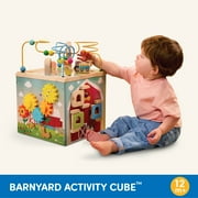 Battat Barnyard Activity Cube with 5 Multicolor Sides and Bead Maze Wooden, Baby and Toddler Toys