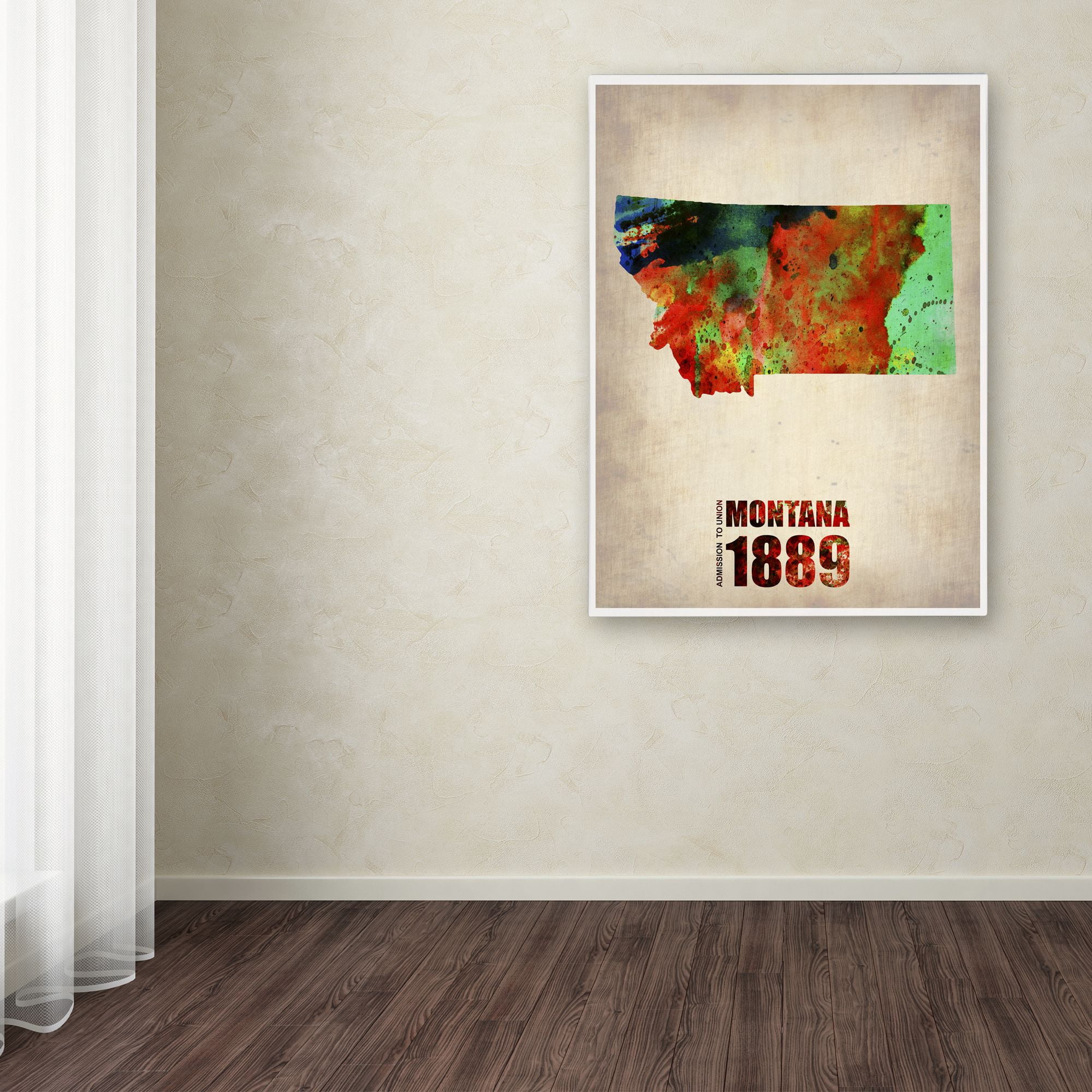 Trademark Fine Art "Montana Watercolor Map" Canvas Art by Naxart