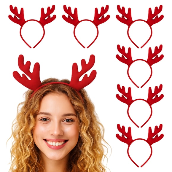 TOPTIE 6 Pcs Serre-Tête Oreilles d'Animaux Bois de Renne, Décorations pour Adulte et Enfant, Serre-Tête de Costume
