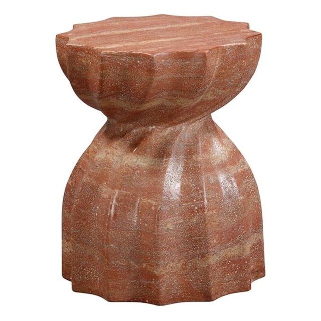 Pemberly Row Tabouret en Faux Marbre et Pierre pour Intérieur / Extérieur Rouge
