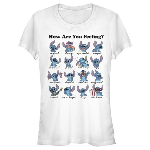 Junior's Lilo & Stitch How Are You Feeling Graphic Tee White Small