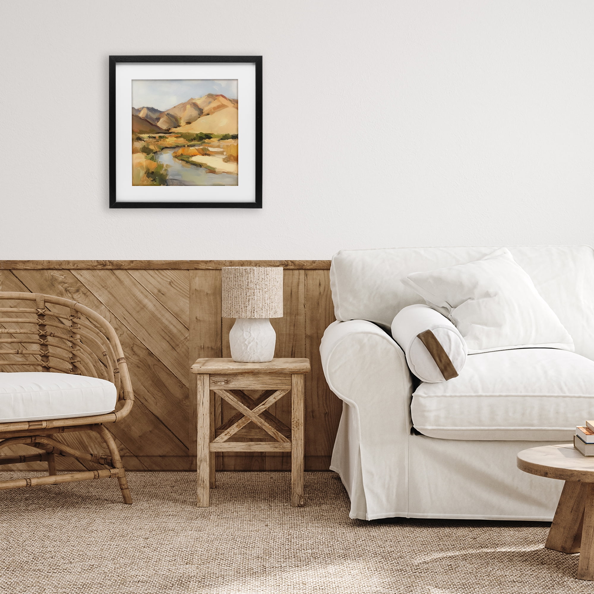 Stupell Industries Wispy Desert River Black Framed Print Under Glass, design by Petal Prints Design