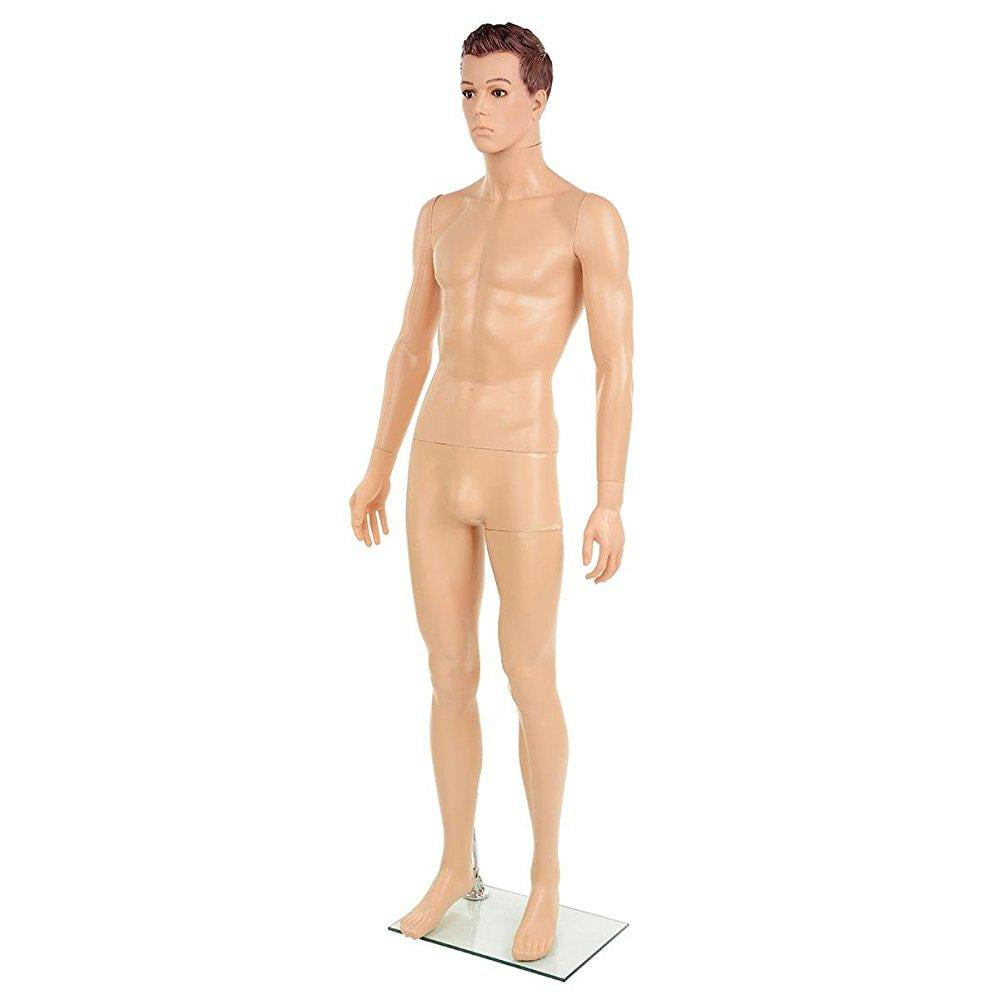Male Full Body Realistic Mannequin Display Head Turns Dress Form With Base Skin 