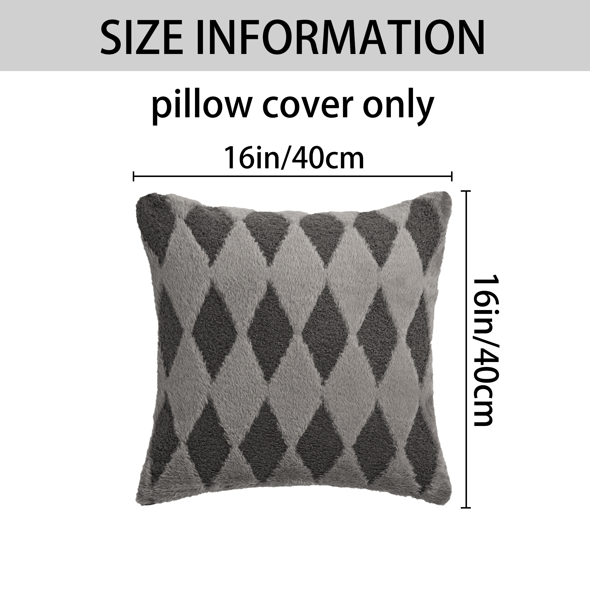 Unique Bargains Pack of 2 Plush Throw Pillow Covers with Diamond Pattern Dark Grey
