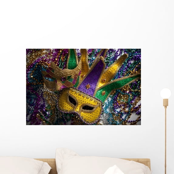 Mardi Gras Mask and Wall Mural by Wallmonkeys Peel and Stick Graphic (24 in W x 16 in H) WM13130
