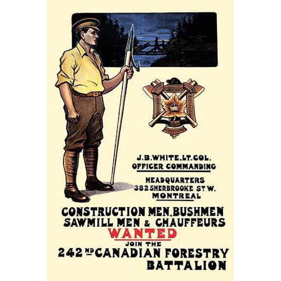 Construction men, bushmen, sawmill men & chauffeurs Wanted-Fine Art Canvas Print (20" x 30")