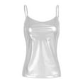 thumbnail image 4 of KHONTS Women's Metallic Shiny Camisole Disco Party Sleeveless Slim Fit Tanks Tops Rave Fashion Tunic Undershirts Silver XL, 4 of 4