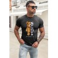 thumbnail image 2 of ABPHQTO Camiseta de manga corta ajustada con estampado de oso ROBOTIC gris para hombre, 2 of 5