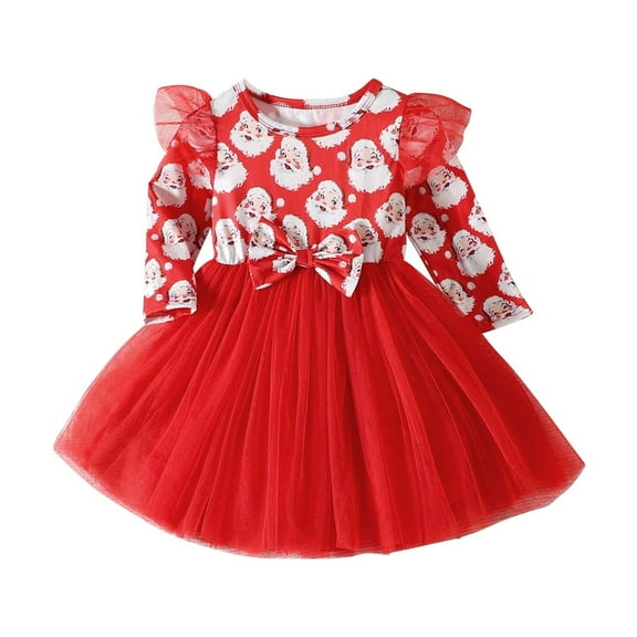 RIJOPUTY 5t Christmas Dresses for Girls Christmas Dress Girls Size 6 Christmas Tree Dress Black Tie Dress Tween Holiday Dress Newborn Winter Clothes, Red 18-24 Months