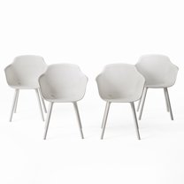 GDF Studio Barbados Outdoor Modern Dining Chair, Set of 4, White