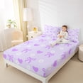 thumbnail image 4 of Manfei Kawaii Cartoon Ribbon Queen Sheet Sets, Blossoms Flower Floral Flat Sheet, Teens Girls Kids Child Queen Fitted Sheet, Breathable Home Decor, 4pcs, 4 of 7