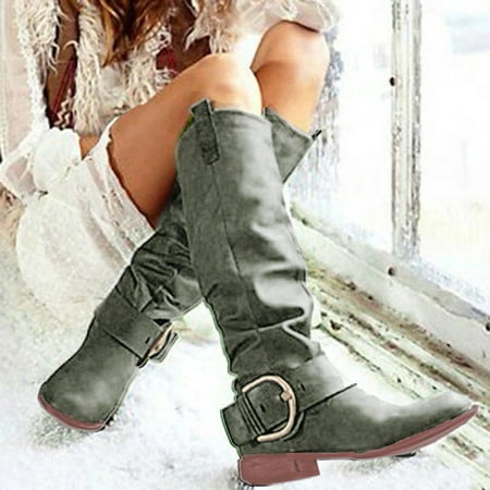 

2022 Women s Ladies Fashion Knee High Riding Boots Boots Thick Heels Leather Shoes