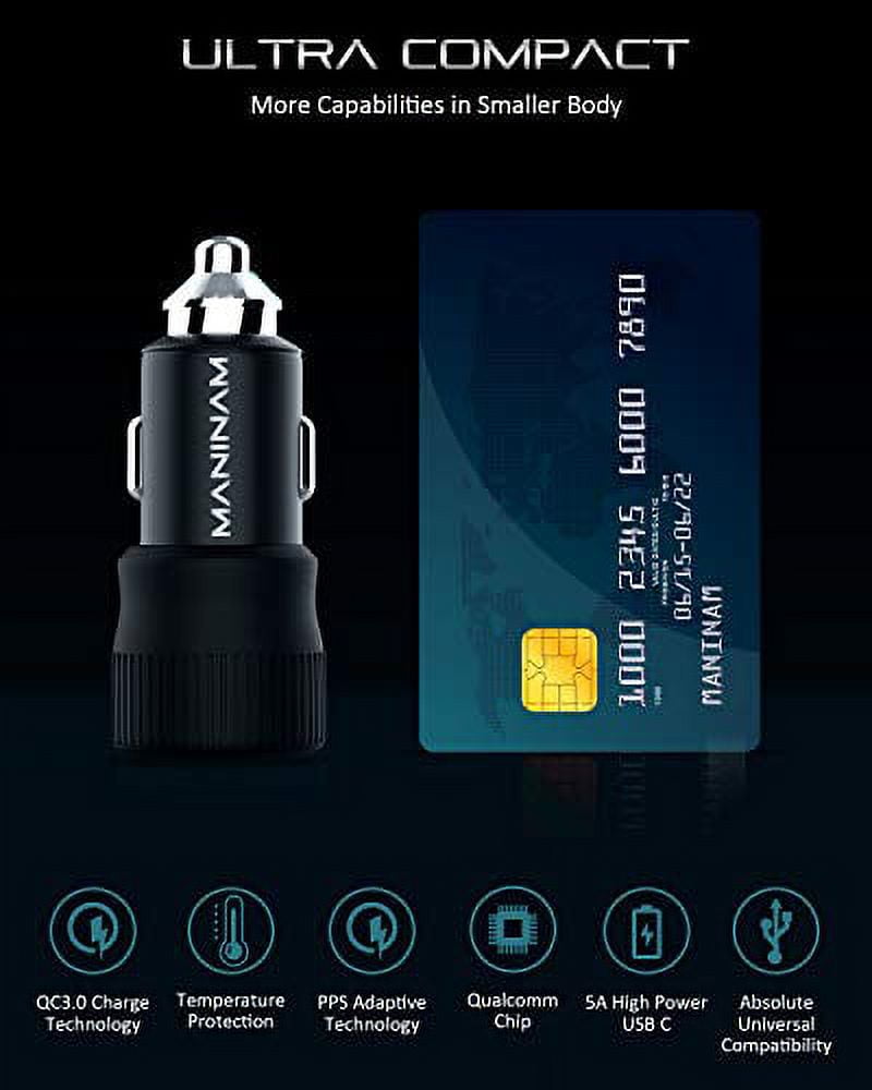MANINAM Metal Adaptive USB C Car Charger, [73W Turbo] Pro 55W PPS Car Charger Adapter [Super Fast Charging 2.0] for Samsung S20 Ultra Note 20 10 Plus iPhone 12 11 MacBook Pro Laptops Any USB C Devices