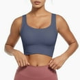 thumbnail image 2 of Womens Longline Sports Bra - Workout Fitness Crop Tank Tops Wirefree High Impact Padded with Built in Shelf Yoga Bra, 2 of 3