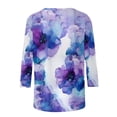 thumbnail image 5 of Craaazy Women's Loose Fit Colorful Printing 3/4 Sleeve Pretty Round-neck Tops Gifts, 5 of 5