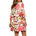 thumbnail image 2 of Summer Mock Neck Tie Waist Short Dress Ruffle Swing Mini Dress, 2 of 4