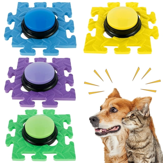 4Pcs Dog Talking Button Recordable Training Buttons Dog Buzzer with Anti-Slip Pad for Dogs Talking
