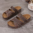 thumbnail image 5 of Bxsruta Women's Supportive Crisscross Strap Wedge Slide Sandals with Cushioned Footbed and Breathable Faux-Leather Upper for Casual Everyday Wear, 5 of 8