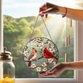 thumbnail image 5 of Cardinal Stained Glass Suncatcher,Window Hanging,Bird Lover,Bird Glass Art,Home Decor,Male & Female Cardinal,Memorial Suncatcher,Women Gift, 5 of 5