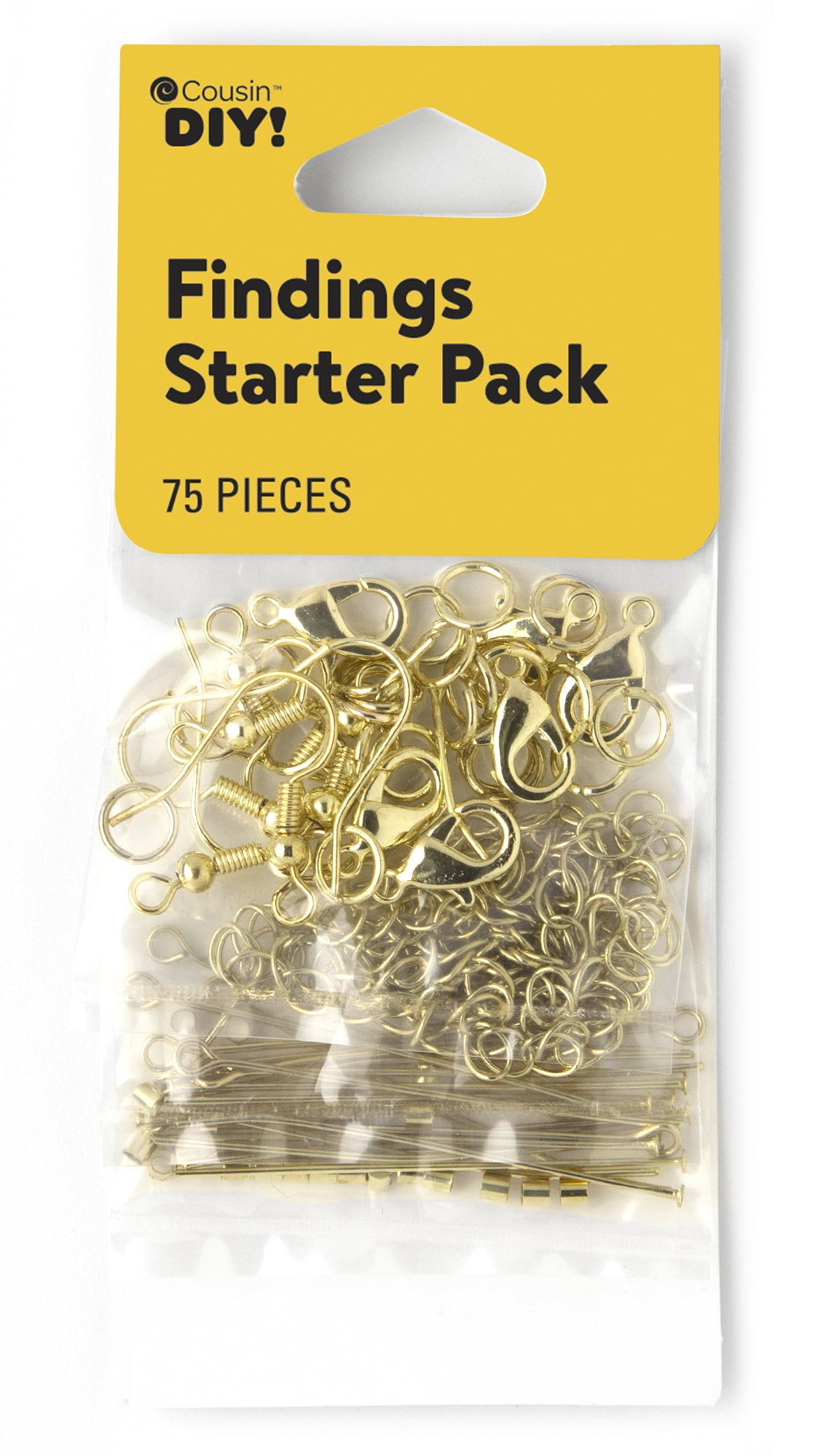 (2 pack) Cousin DIY Metal Jewelry Findings Starter Pack, 75 Piece, Gold Finish