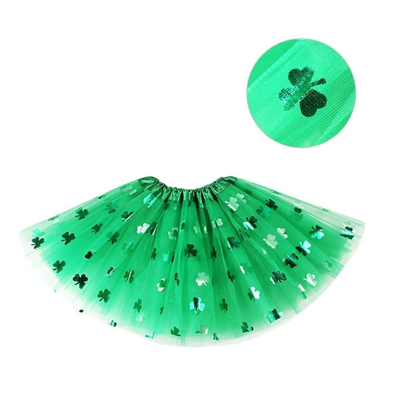 CTIRCHIU 1Pc St Patricks Day Costume Green Tutu Skirt Fluffy Clover for Photography