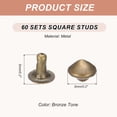 thumbnail image 2 of Uxcell 5mm Spike Rivets, 60 Sets Square Studs Rivet Rapid Punk Spikes Leathercraft Decoration for Rock Nailheads Clothing Belts Bags Shoes, Bronze Tone, 2 of 6
