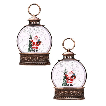 

Zhiui Cute Office Decor 2Pc 4 Styles Christmas Night Lights Flat Round Water Filling Night Lights Cute Shelf Decor A