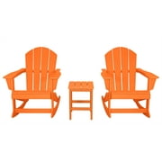 Keller 3 Piece Outdoor Rocking Chair and Table Set in Orange