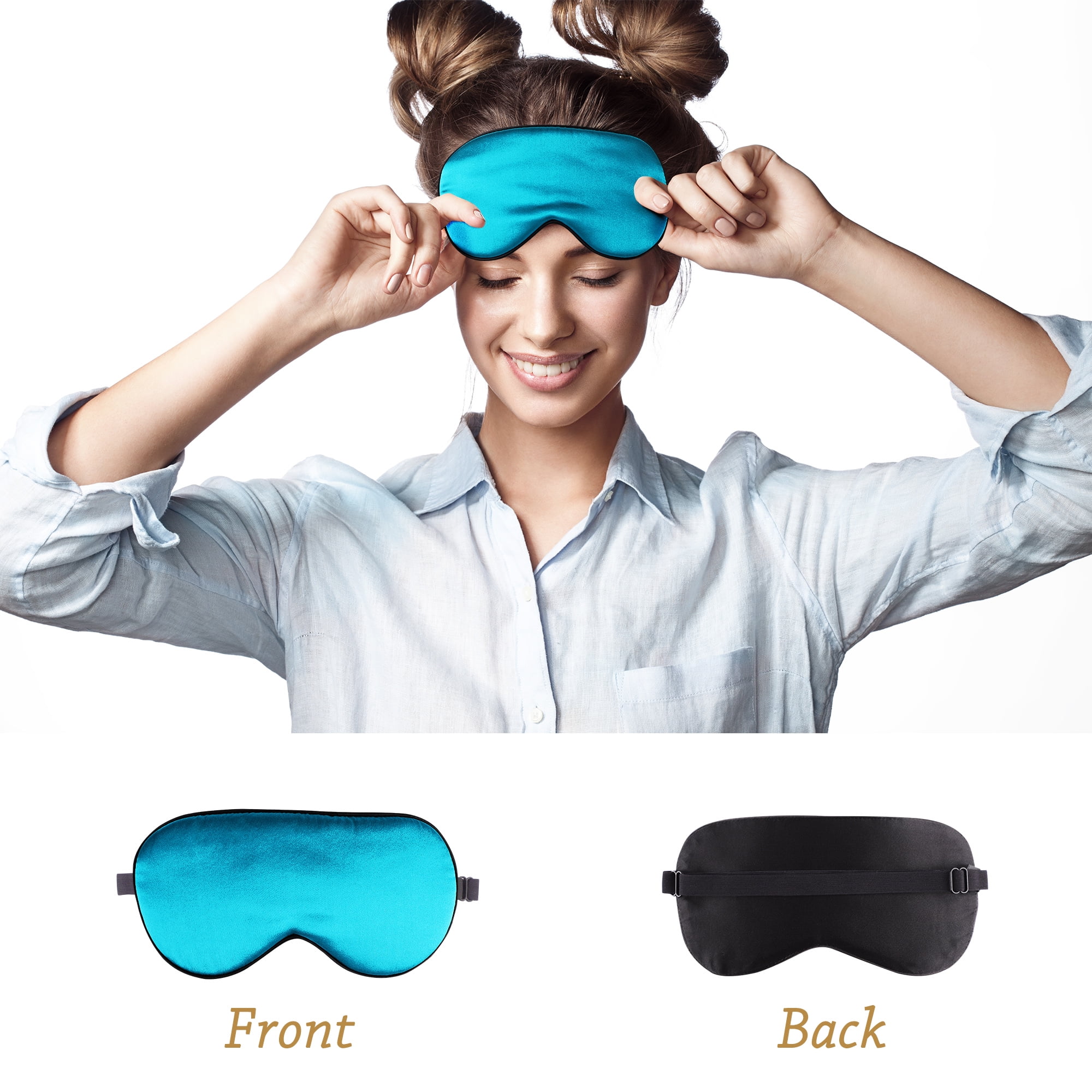 PiccoCasa 19 Momme Silk Pillowcase with Eye Cover Set King Peacock Blue